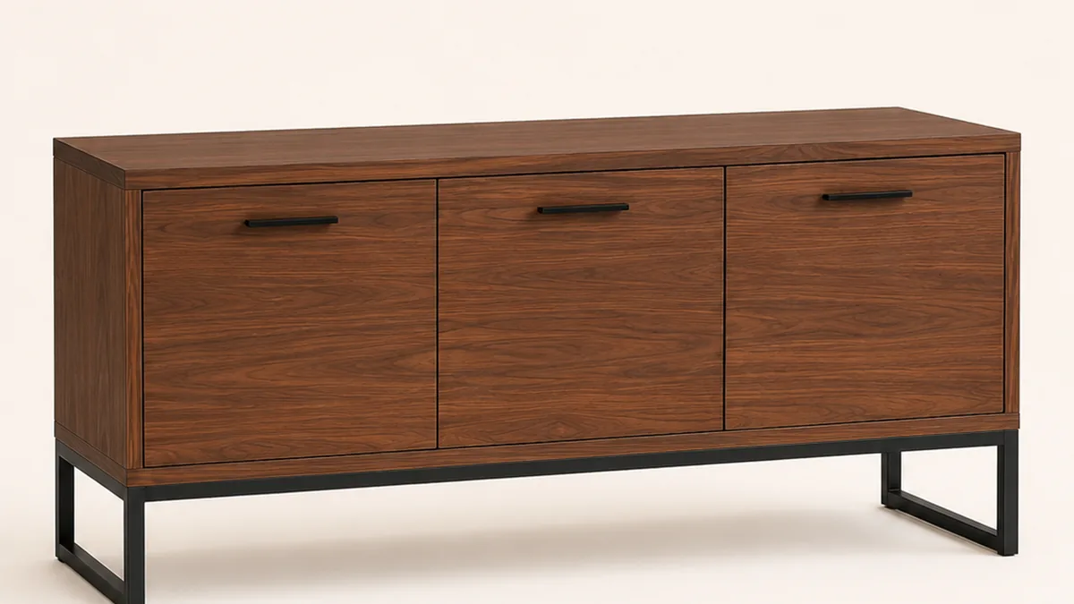 Tủ console gỗ óc chó trong không gian